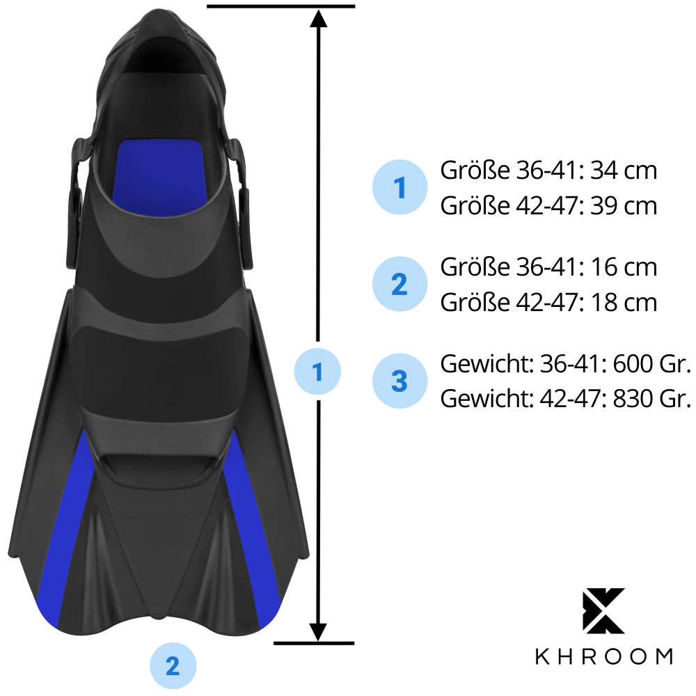 Kurzflossen Made in Italy Größenangabe