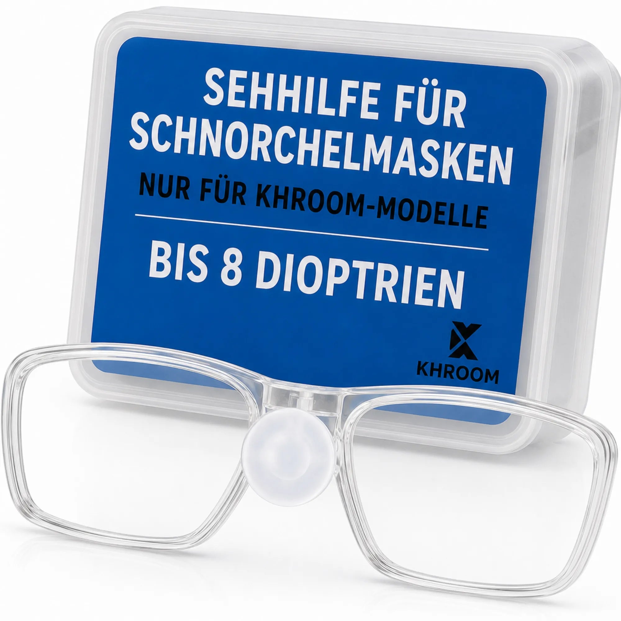 Khroom Sehhilfe für Schnorchelmasken – transparente Korrekturgläser bis 8 Dioptrien, nur für Khroom-Modelle, mit Aufbewahrungsbox