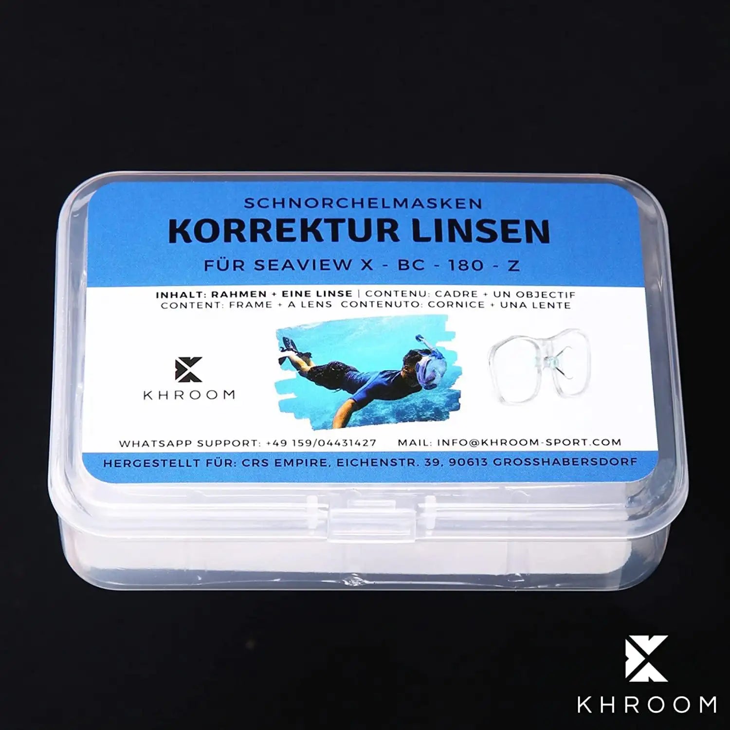 Masques de snorkeling avec verres correcteurs de -6.0 à +6.0 dioptries