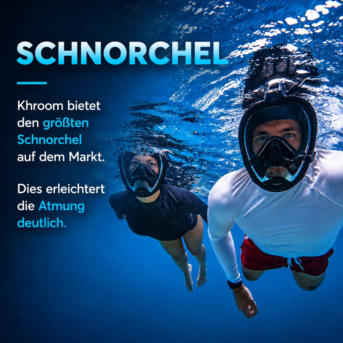 Khroom Seaview Pro Plus Vollgesichts-Schnorchelmaske mit extra großem Schnorchel für leichtes Atmen beim Schnorcheln