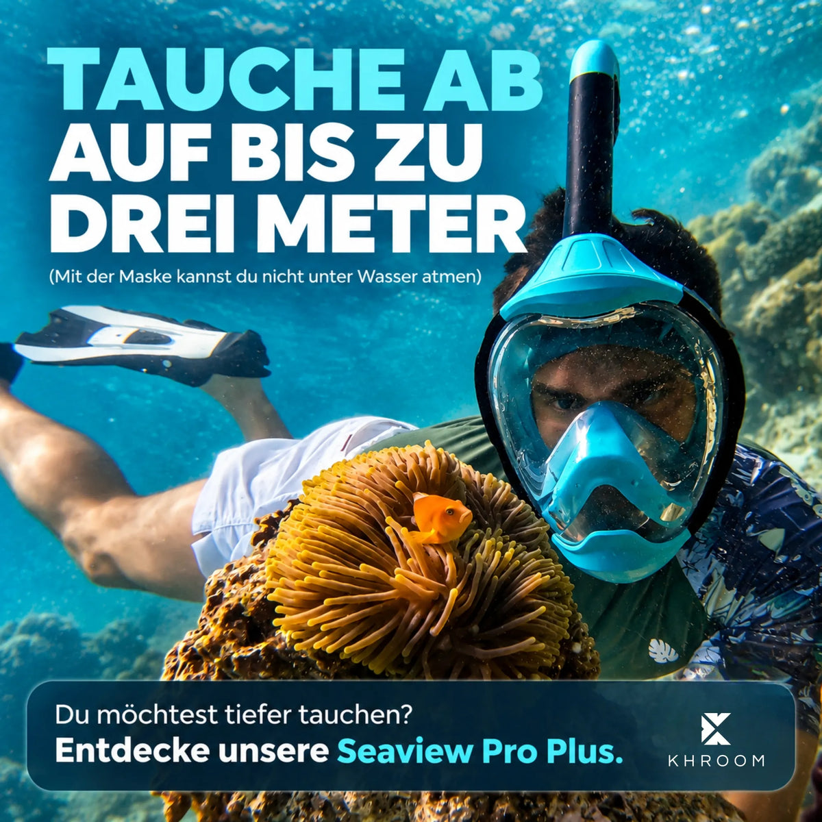 Schnorchelmaske Seaview Y – mit der Vollgesichtsmaske bis zu drei Meter abtauchen